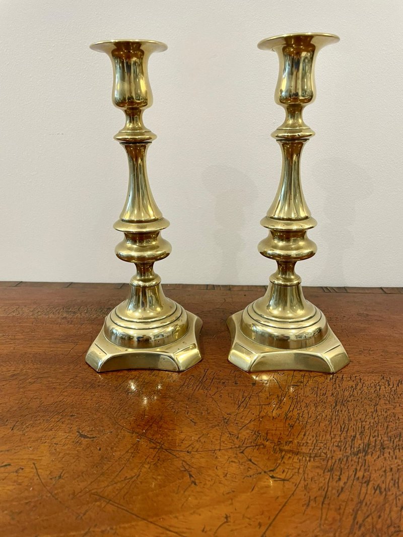 Pair of Antique Victorian Brass Candlesticks - Image 2